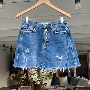 We The Free distressed raw hem denim mini  skirt
